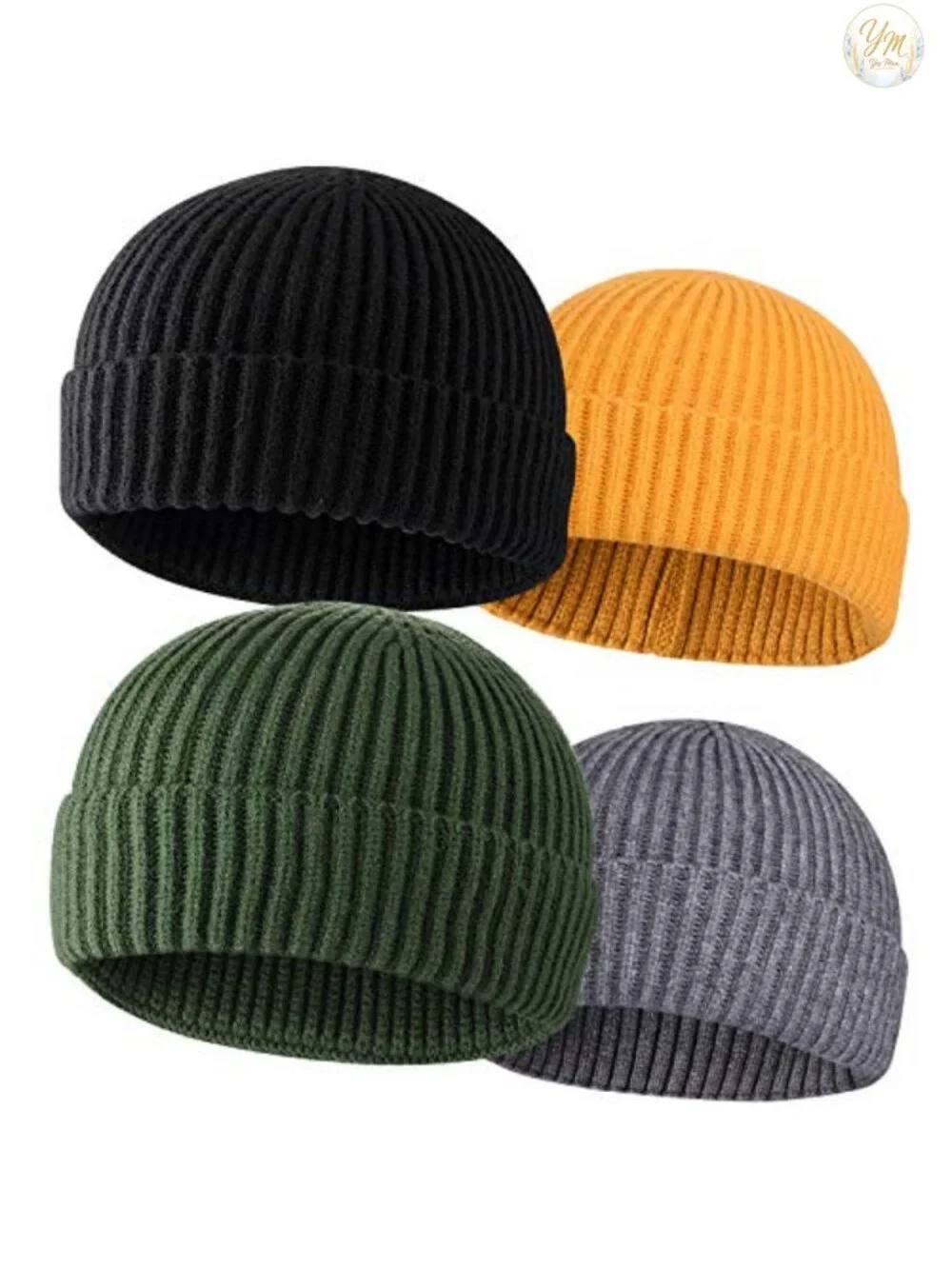 Wool Fisherman Beanie Knit Short Watch Cap Winter Warm Hat Cuffed Trapper Skull